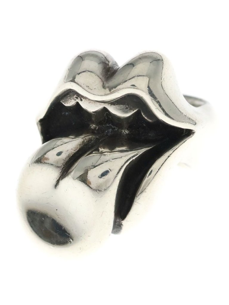 Chrome Hearts Lip Tongue Lg Lip And Tan Large Ring Silver